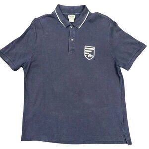 Vintage Lacoste Navy Blue Button-Down Polo Shirt Men’s XL Silicone Shield Logo